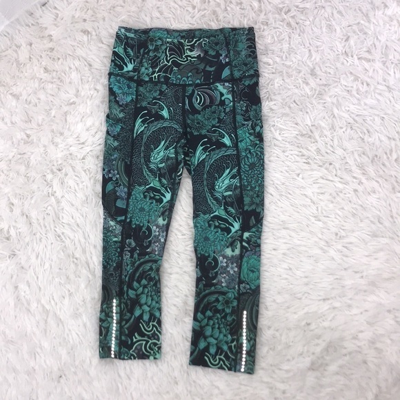 Lululemon Fast & Free Crop II *Nulux 19" Memoir Multi Green - Picture 1 of 8
